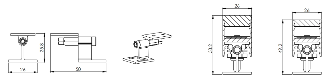 Type 2, support rotatif AL (2 pi&egrave;ces/m)