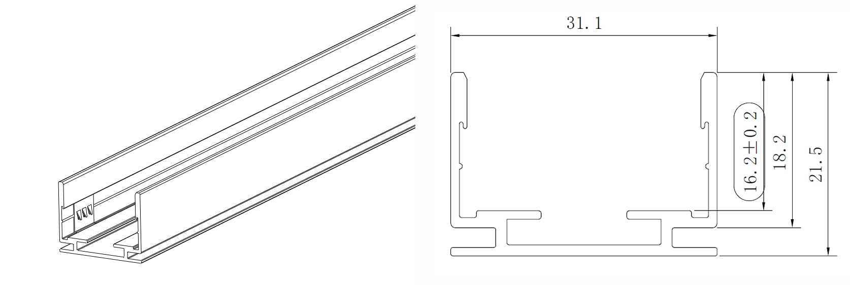 Type 1, profil AL pour application ext&eacute;rieure (1 m&egrave;tre par pi&egrave;ce, peut &ecirc;tre coup&eacute; &agrave; la longueur n&eacute;cessaire)