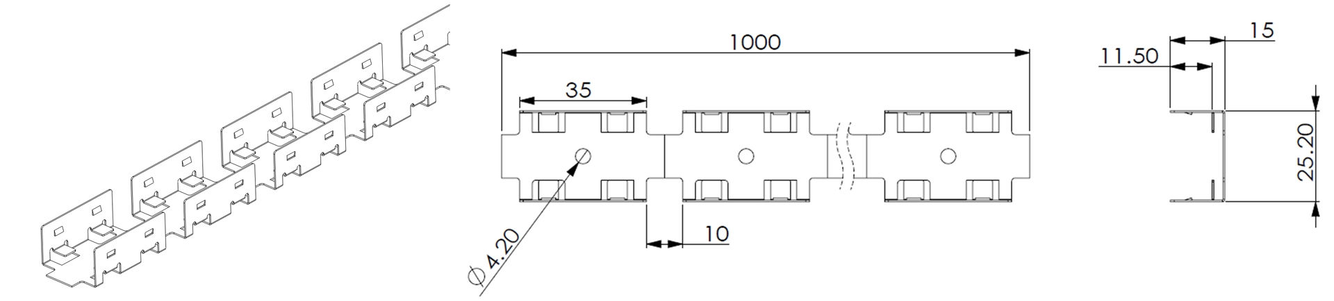 Type 4, cha&icirc;ne d'installation en acier inoxydable (1 m par pi&egrave;ce)