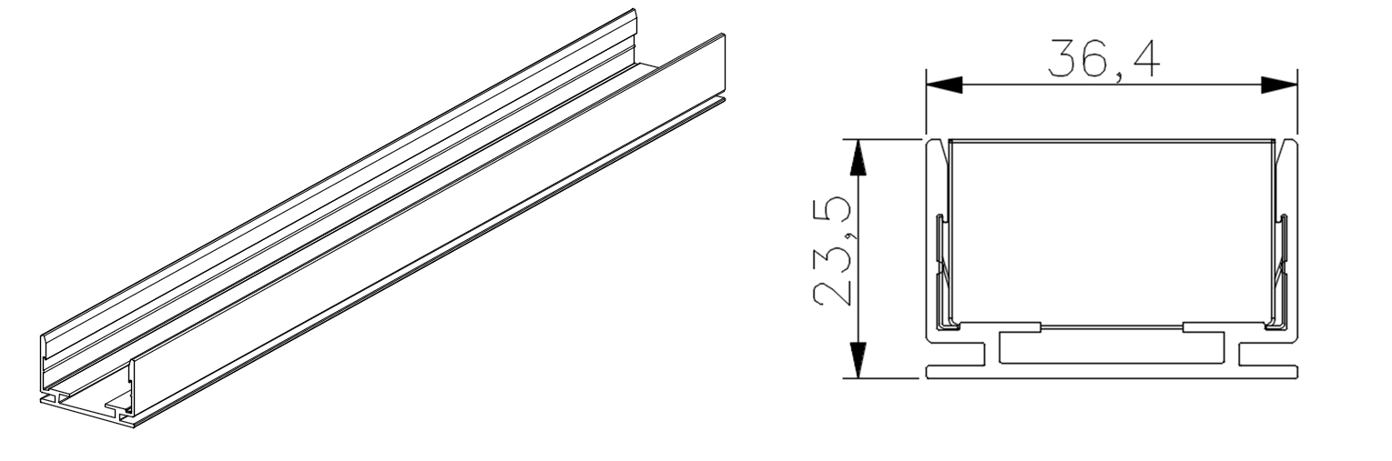 Type 2, profil AL EC pour application ext&eacute;rieure (1 m&egrave;tre par pi&egrave;ce, peut &ecirc;tre coup&eacute; &agrave; une certaine longueur n&eacute;cessaire)