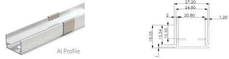 Type 2, profil AL pour application ext&eacute;rieure (1 m&egrave;tre par pi&egrave;ce, peut &ecirc;tre coup&eacute; &agrave; la longueur n&eacute;cessaire) 