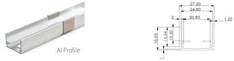 Type 2, profil AL pour application ext&eacute;rieure (1 m&egrave;tre par pi&egrave;ce, peut &ecirc;tre coup&eacute; &agrave; la longueur n&eacute;cessaire) 