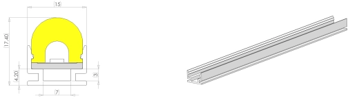 Type 1, profil AL pour application ext&eacute;rieure (1 m&egrave;tre par pi&egrave;ce, peut &ecirc;tre coup&eacute; &agrave; n'importe quelle longueur n&eacute;cessaire)