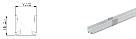 Type 2, profil AL pour application ext&eacute;rieure (1 m&egrave;tre Al avec 10 clips)