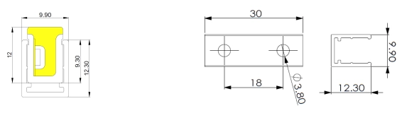 Profil 9.1AL (1 m/pi&egrave;ce) et clip AL (30 mm/pi&egrave;ce)